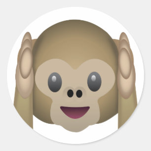 Adesivo Redondo Não ouça nenhum macaco mau Emoji
