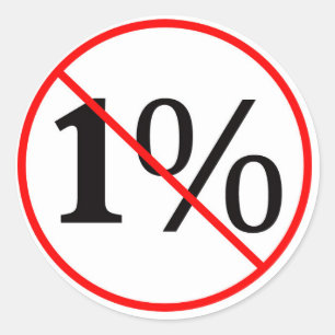 Adesivo Redondo NÃO para 1%. Abaixo com a Oligarchy americana