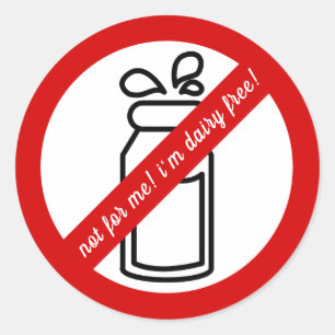 Adesivo Redondo Não para mim, estou livre de leite! Alerta de ale