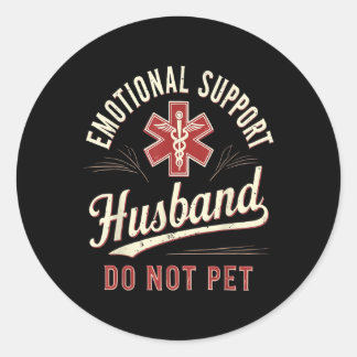 Adesivo Redondo Não Pet Emotional Support Husband Engraçado