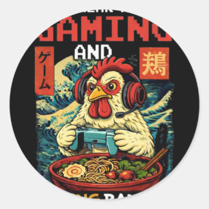 Adesivo Redondo Não Posso Ouvir Você Estou Jogando E Comendo Ramen