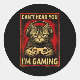 Adesivo Redondo Não Posso Ouvir Você Estou Jogando Gamer Divertido