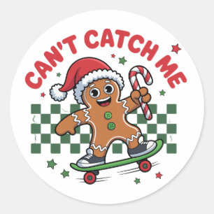 Adesivo Redondo Não Posso Ser Apanhado Pelo Natal Skate de Pão de