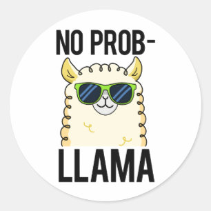 Adesivo Redondo Não-Prob-Llama Cute Legal Llama Pun