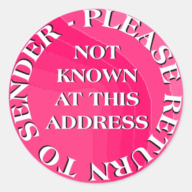 Adesivo Redondo Não sabido neste endereço (Frente)