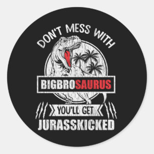 Adesivo Redondo Não se meta com a família Saurus Dinossaur do Gran
