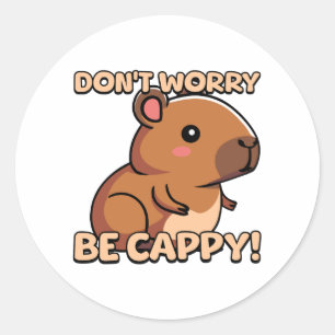 Adesivo Redondo Não se preocupe, seja Cappy! Cartoon Cute Capybara