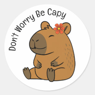 Adesivo Redondo Não se preocupe, seja capy, capivara