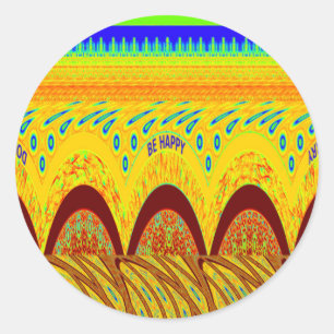 Adesivo Redondo Não se preocupe, seja Impressão de arte feliz