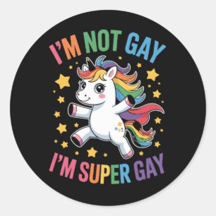 Adesivo Redondo Não sou Gay, sou o Super Gay do Orgulho LGBTQ Ally