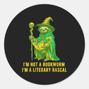 Adesivo Redondo Não sou um rato de biblioteca, sou uma preguiça ma