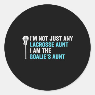 Adesivo Redondo Não sou uma tia Lacrosse, Tia Goalie Engraçada.