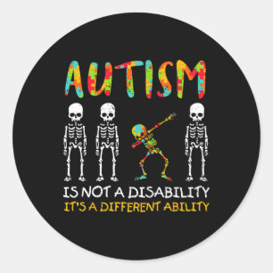 Adesivo Redondo Não Uma Deficiência Diferente Capacidade Autismo D
