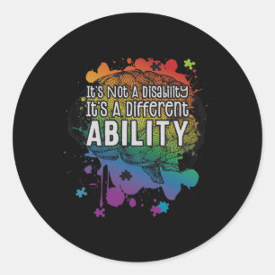 Adesivo Redondo Não Uma Deficiência Um Autismo Diferente De Habili