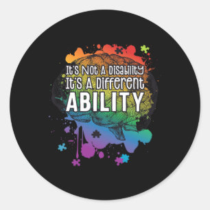 Adesivo Redondo Não Uma Deficiência Um Autismo Diferente De Habili