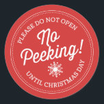 Adesivo Redondo Não! Vinhetas de Natal<br><div class="desc">Adicione um toque divertido aos seus presentes de Natal este ano com estes adesivos de Natal "No Peeking".</div>