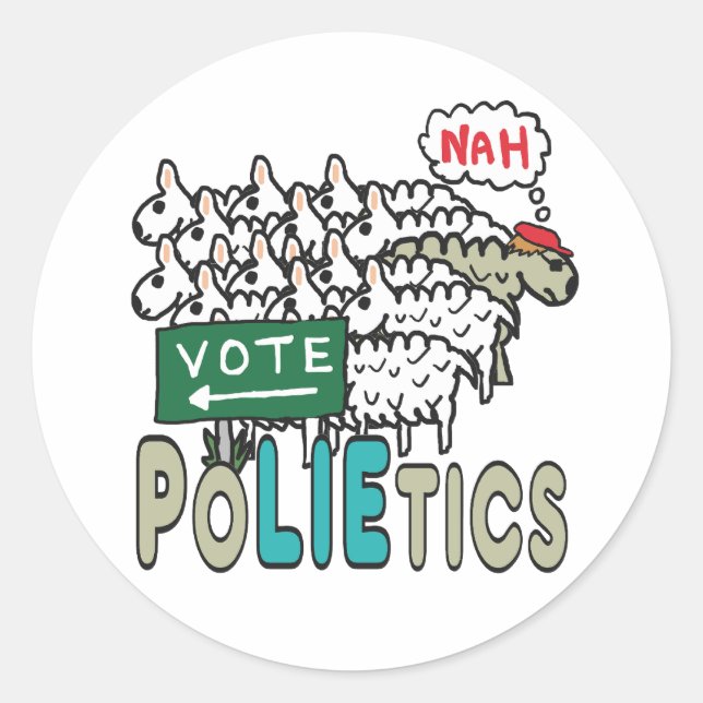 Adesivo Redondo Não Votar Política (Frente)