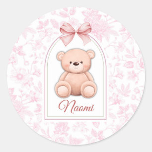Adesivo Redondo Naomi Design de Enfermeiro de Urso Rosa Personal