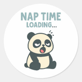 Adesivo Redondo Nap Time Loading: Adorable Sleepy Yawning Panda