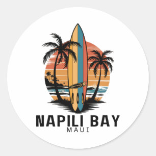 Adesivo Redondo Napili Y Maui Surfe Surfer 