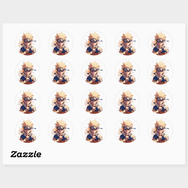 Adesivo Redondo "Naruto Uzumaki Official Anime Sticker - Hokage, R (Folha)