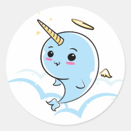 Adesivo Redondo Narwhal Angel Cutie
