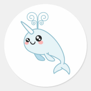 Adesivo Redondo Narwhal Cutie