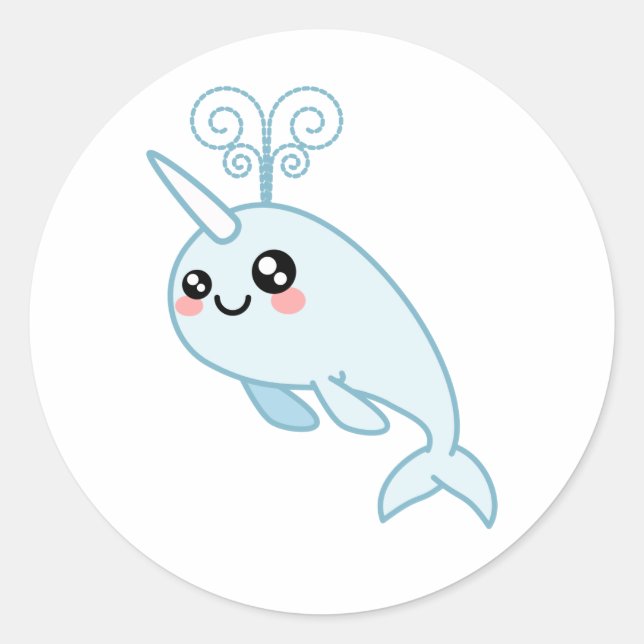 Adesivo Redondo Narwhal Cutie (Frente)