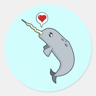 Adesivo Redondo Narwhal Love