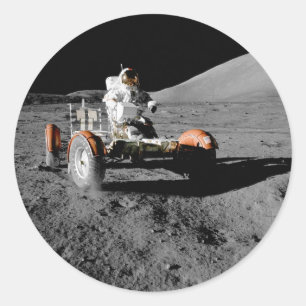 Adesivo Redondo NASA Apollo 17 Veículo Circulante Lunar