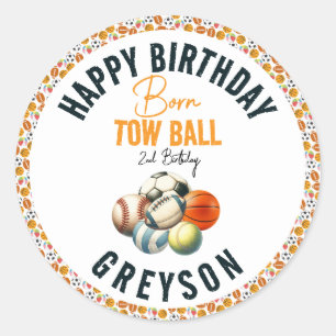 Adesivo Redondo Nascer 2 Ball Sport Themed Boy Party