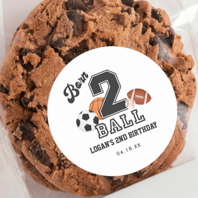 Adesivo Redondo Nascer 2 Ball Sport Themed Boy Party (Criador carregado)