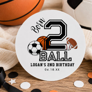 Adesivo Redondo Nascer 2 Ball Sports Theme Boy Party