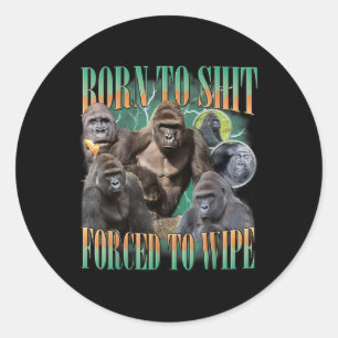 Adesivo Redondo Nascer A Forçar A Limpar O Gráfico De Meme Gorilla