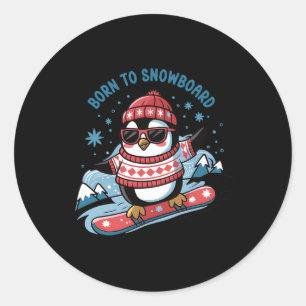 Adesivo Redondo Nascer A Neve Camisa De Pinguim Legal Snowboard