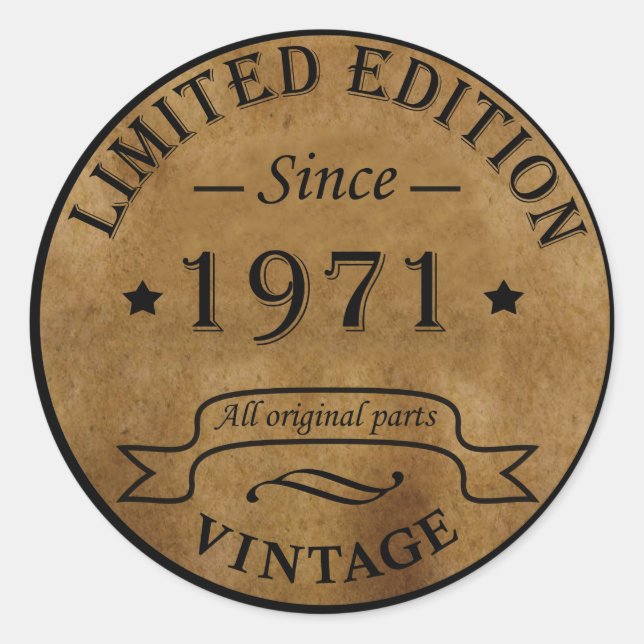 Adesivo Redondo Nascer de aniversário de 1971 (Frente)