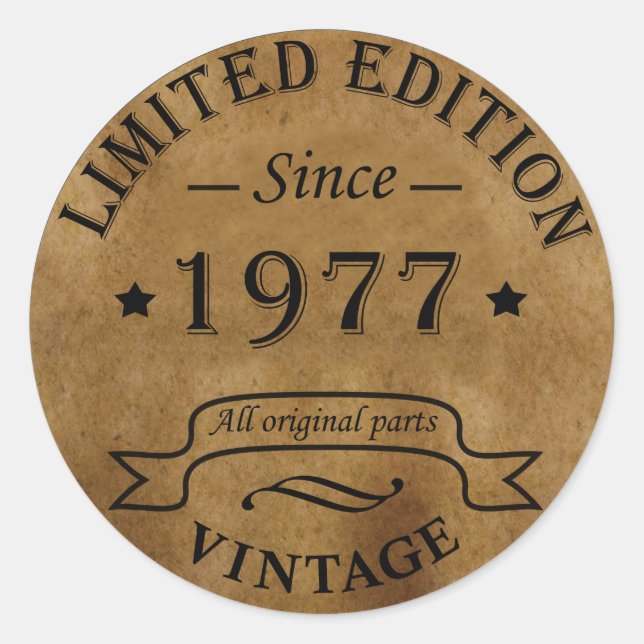 Adesivo Redondo Nascer de aniversário de 1977 (Frente)