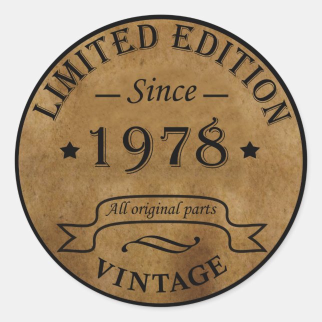 Adesivo Redondo Nascer de aniversário de 1978 (Frente)