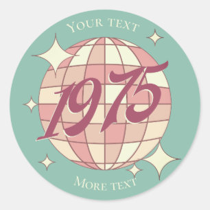 Adesivo Redondo Nascer de Vintage em 1975, 50º aniversário