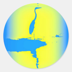 Adesivo Redondo nascer do sol azul da garça-real