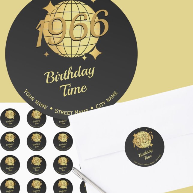 Adesivo Redondo Nascer em 1966, 60º aniversário, ponto de partida (Criador carregado)