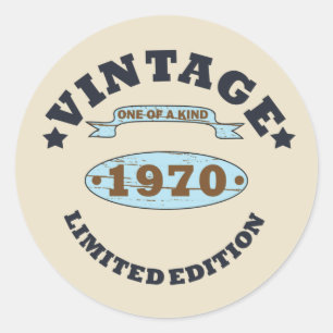 Adesivo Redondo nascer em presente de aniversário de 1970