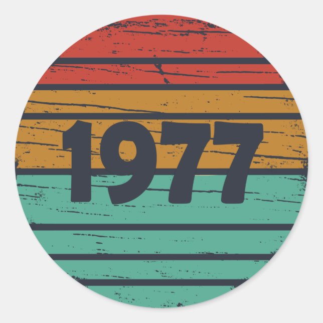 Adesivo Redondo Nascer em presente de aniversário de 1977 (Frente)