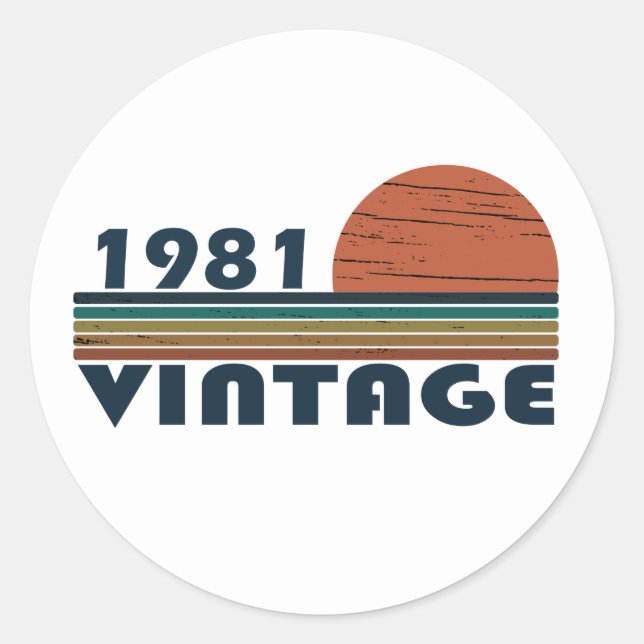 Adesivo Redondo Nascer em presente de aniversário de 1981 (Frente)