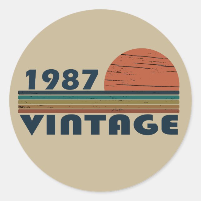 Adesivo Redondo nascer em presente de aniversário de 1987 (Frente)