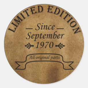 Adesivo Redondo nascer em setembro de 1970, data de nascimento