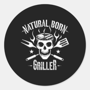 Adesivo Redondo Nascer Natural Griller Churrasco Engraçado Piada P