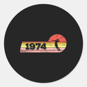 Adesivo Redondo Nascer para jogadores de Badminton 1974 Birthday V