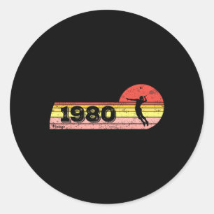 Adesivo Redondo Nascer para jogadores de Badminton 1980 Birthday V