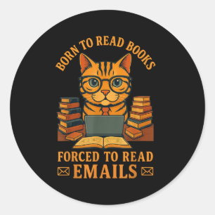 Adesivo Redondo Nascer Para Ler Livros Forçados A Ler E-Mails Engr